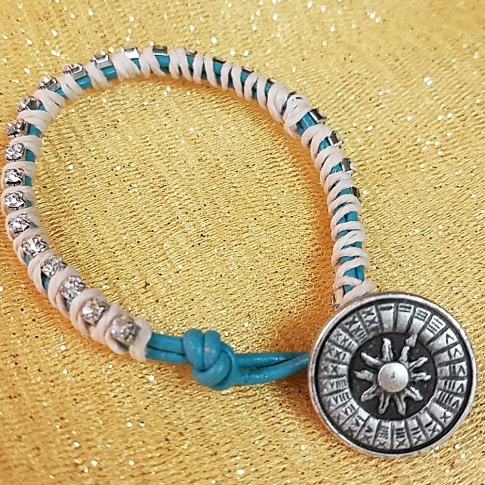 Leather Rhinestone Bracelet